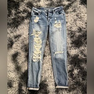 American Eagle Outfitters Women's Ripped Light Blue Skinny Jeans